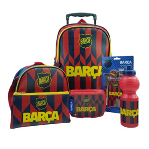 ست 12 در 1 کوله پشتی چرخدار 40 سانتی بارسلونا مدل Rainbow Max - Backpack - Trolly Bag - Promotion Items 12 in 1 - FC Barcelona _کیف مدرسه